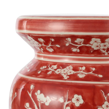 Cherry Blossom 17.75" Ceramic Garden Stool - JONATHAN Y
